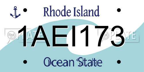 1AEI173 Rhode Island License Plate