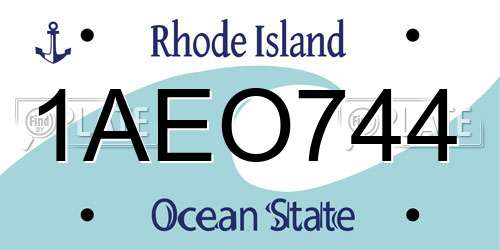 1AEO744 Rhode Island License Plate