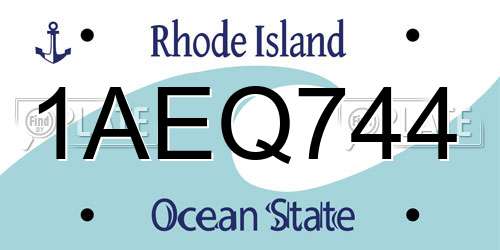 1AEQ744 Rhode Island License Plate