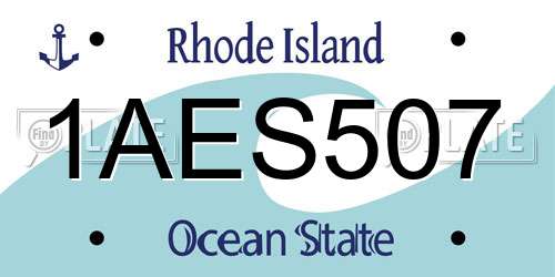 1AES507 Rhode Island License Plate