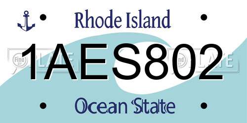 1AES802 Rhode Island License Plate