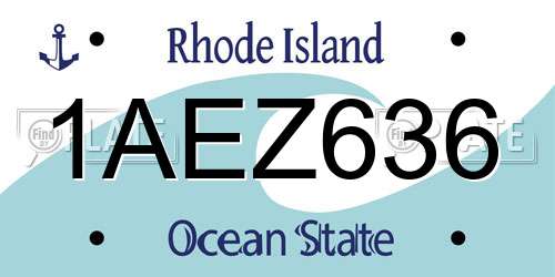 1AEZ636 Rhode Island License Plate