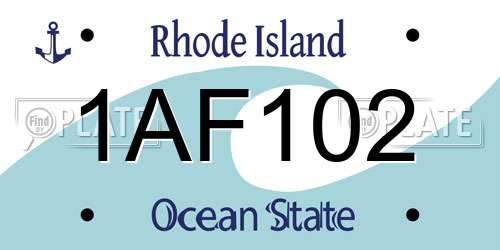 1AF102 Rhode Island License Plate