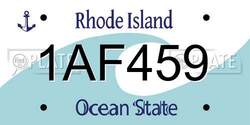 1AF459 Rhode Island License Plate