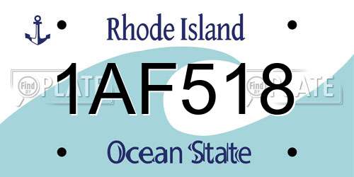 1AF518 Rhode Island License Plate