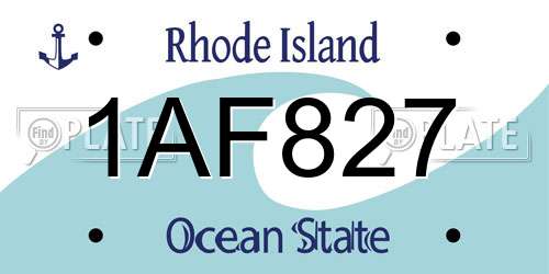 1AF827 Rhode Island License Plate