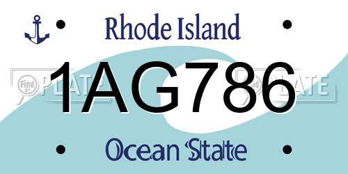 1AG786 Rhode Island License Plate