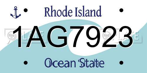 1AG7923 Rhode Island License Plate