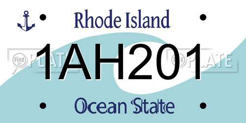 1AH201 Rhode Island License Plate
