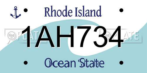 1AH734 Rhode Island License Plate