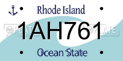 1AH761 Rhode Island License Plate