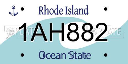 1AH882 Rhode Island License Plate