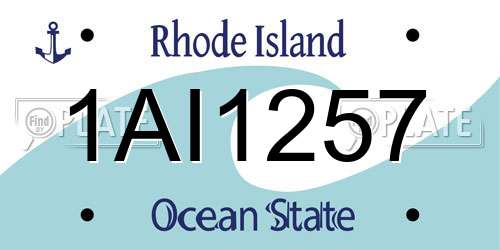 1AI1257 Rhode Island License Plate