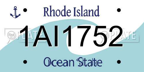 1AI1752 Rhode Island License Plate