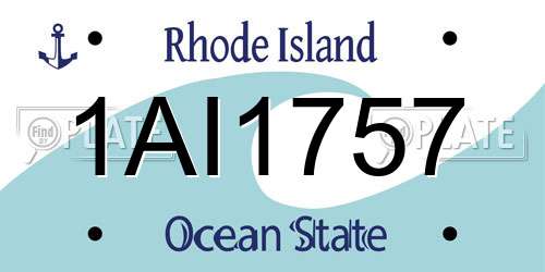 1AI1757 Rhode Island License Plate