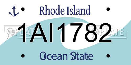 1AI1782 Rhode Island License Plate