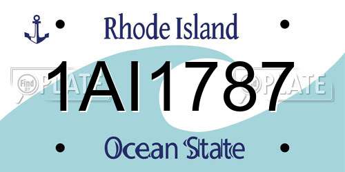 1AI1787 Rhode Island License Plate