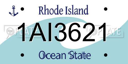 1AI3621 Rhode Island License Plate