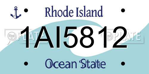 1AI5812 Rhode Island License Plate