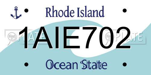 1AIE702 Rhode Island License Plate