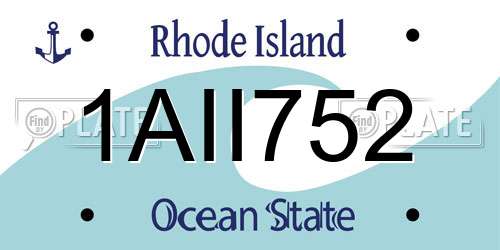 1AII752 Rhode Island License Plate
