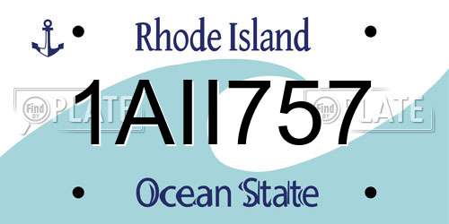 1AII757 Rhode Island License Plate