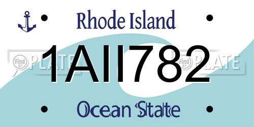 1AII782 Rhode Island License Plate