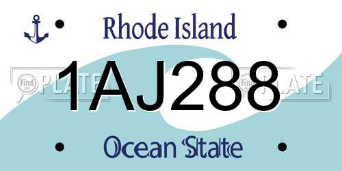 1AJ288 Rhode Island License Plate