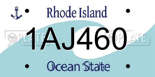 1AJ460 Rhode Island License Plate