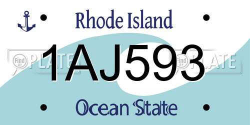 1AJ593 Rhode Island License Plate