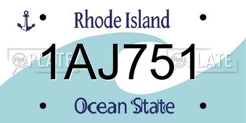 1AJ751 Rhode Island License Plate
