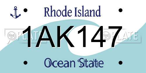 1AK147 Rhode Island License Plate
