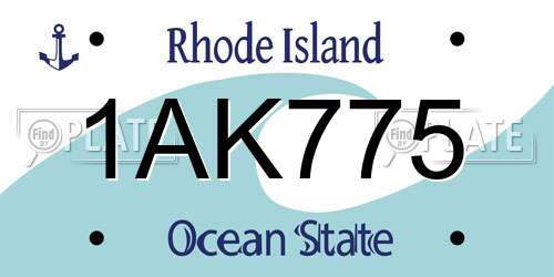 1AK775 Rhode Island License Plate