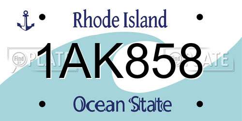 1AK858 Rhode Island License Plate