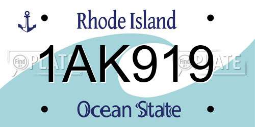 1AK919 Rhode Island License Plate