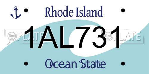 1AL731 Rhode Island License Plate