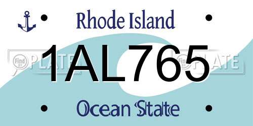 1AL765 Rhode Island License Plate