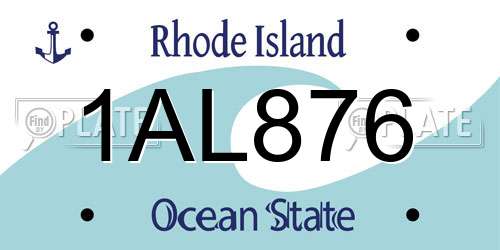1AL876 Rhode Island License Plate