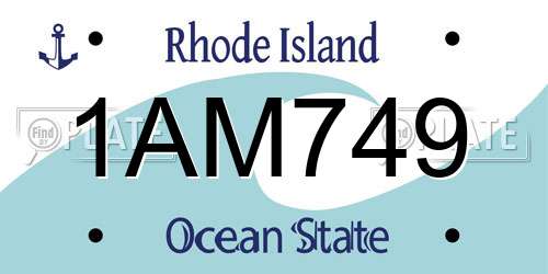 1AM749 Rhode Island License Plate