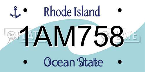 1AM758 Rhode Island License Plate