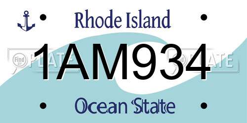 1AM934 Rhode Island License Plate
