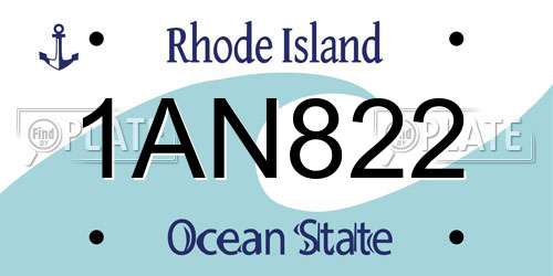 1AN822 Rhode Island License Plate