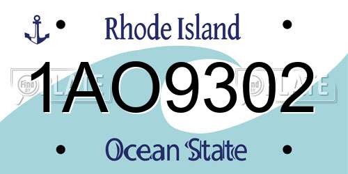 1AO9302 Rhode Island License Plate