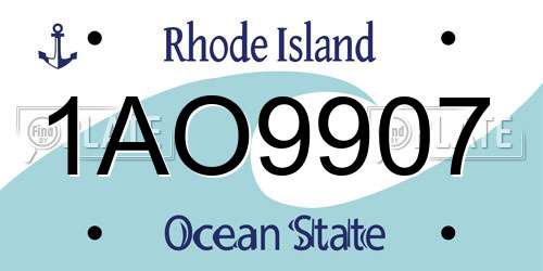 1AO9907 Rhode Island License Plate