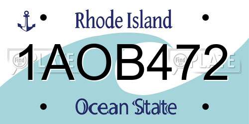1AOB472 Rhode Island License Plate