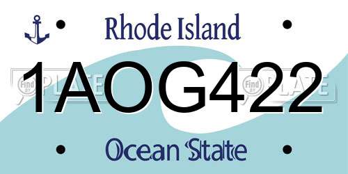 1AOG422 Rhode Island License Plate