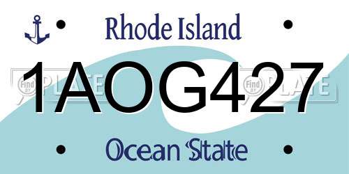 1AOG427 Rhode Island License Plate