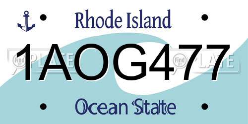 1AOG477 Rhode Island License Plate