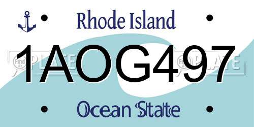 1AOG497 Rhode Island License Plate