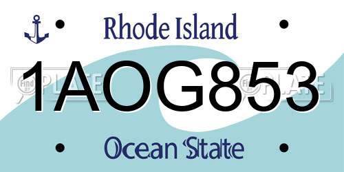 1AOG853 Rhode Island License Plate